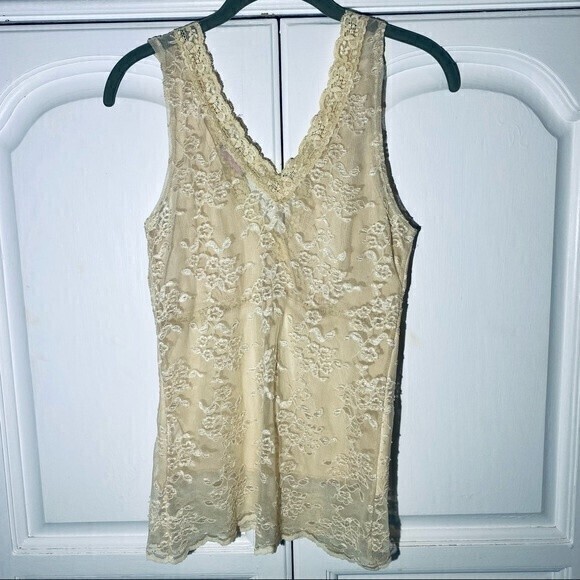 !Firm Price! Twenty-One Juniors/Women Lace Tank Top, V Neck Size‎ L, Cream - Picture 2 of 6